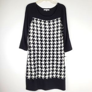 Houndstooth Dress Size L Washable Sandra Darren